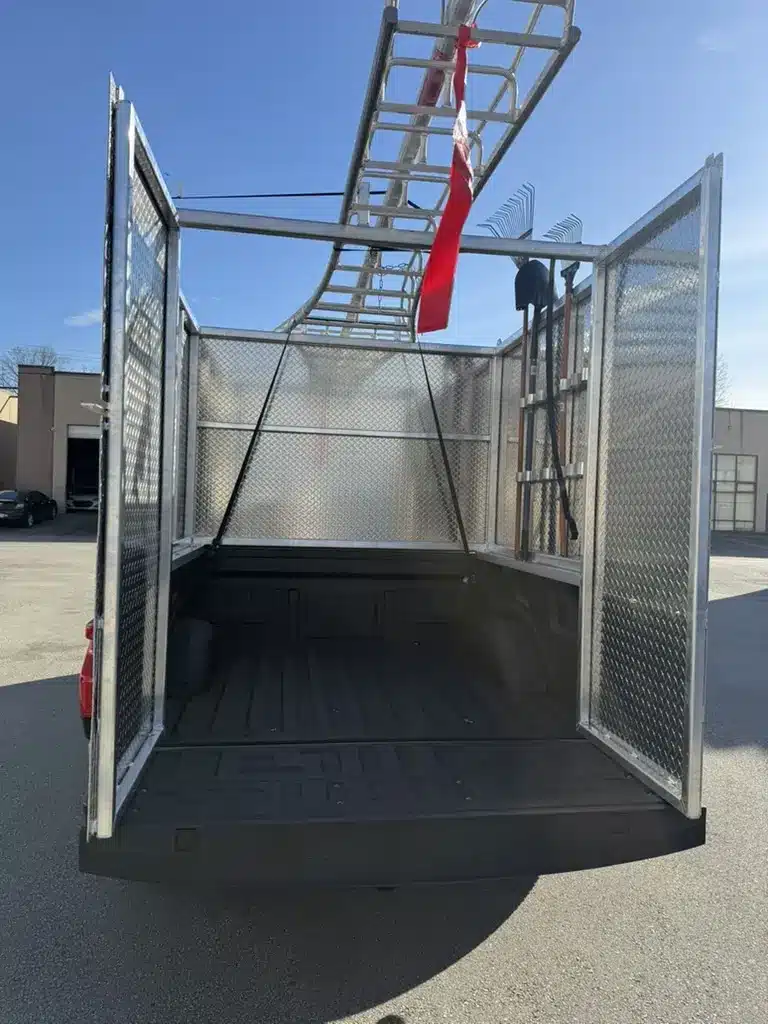 Aluminum landscape rack installed in a pickup truck bed